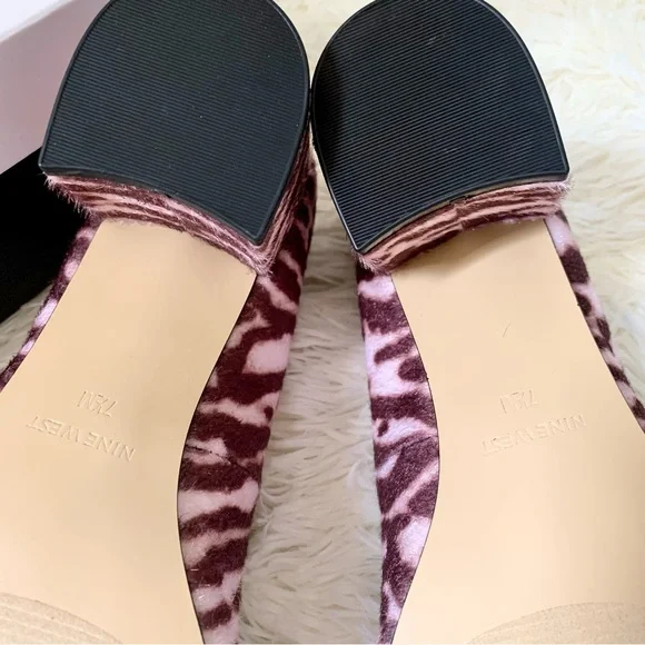 Nine West Jolanda P2 Burgundy Zebra Tiger Animal Print Block Heels Women US 7.5 - Picture 4 of 6